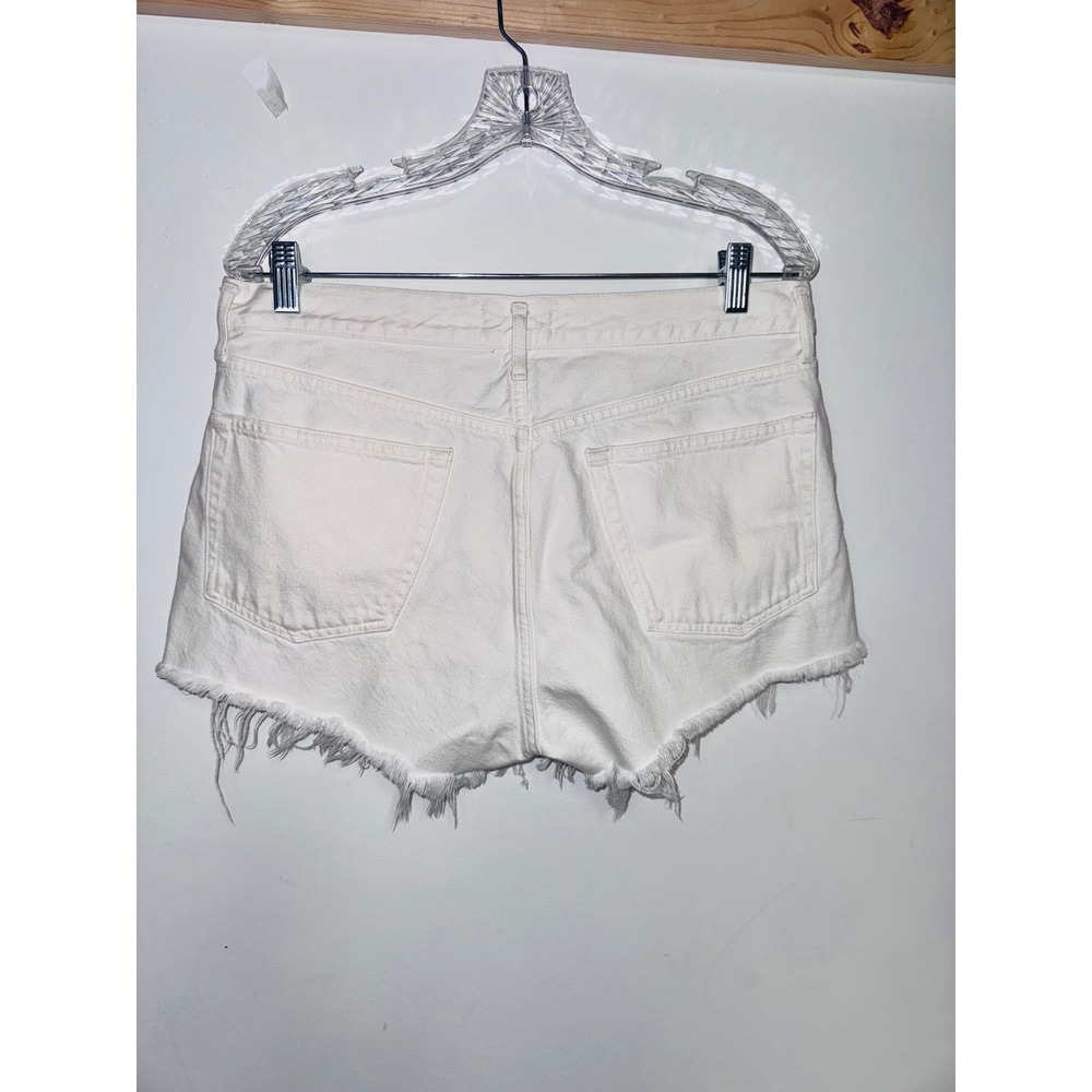 AGOLDE Parker White Distressed Denim Cut Off Shorts Button Fly Size 29 A026-1157 - Picture 3 of 6